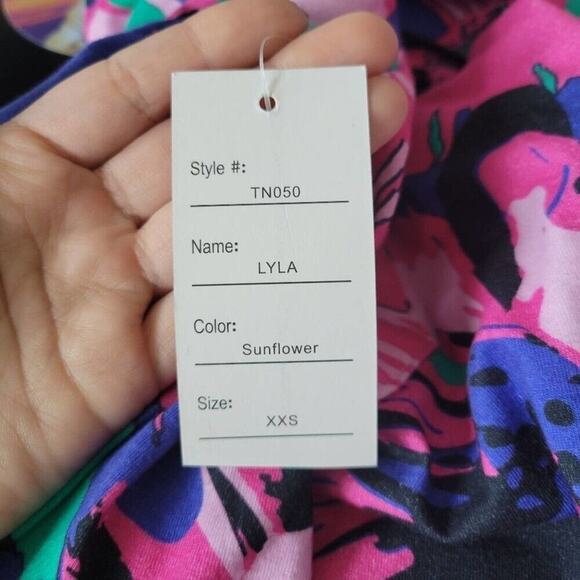 Tracy Negoshian Womens Size XXS Blue & Pink Flowered Blouse W/ Tied Neckline NWT - Picture 4 of 7